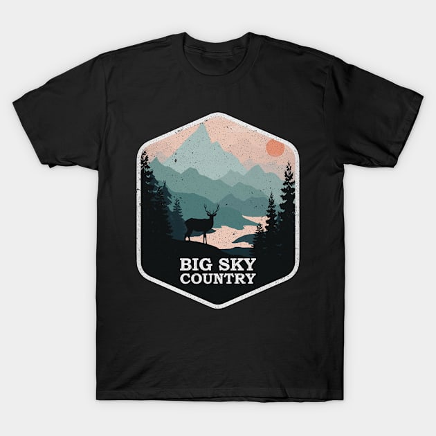 Big Sky Country Montana MT Vintage Mountains Hiking Souvenir T-Shirt by kalponik